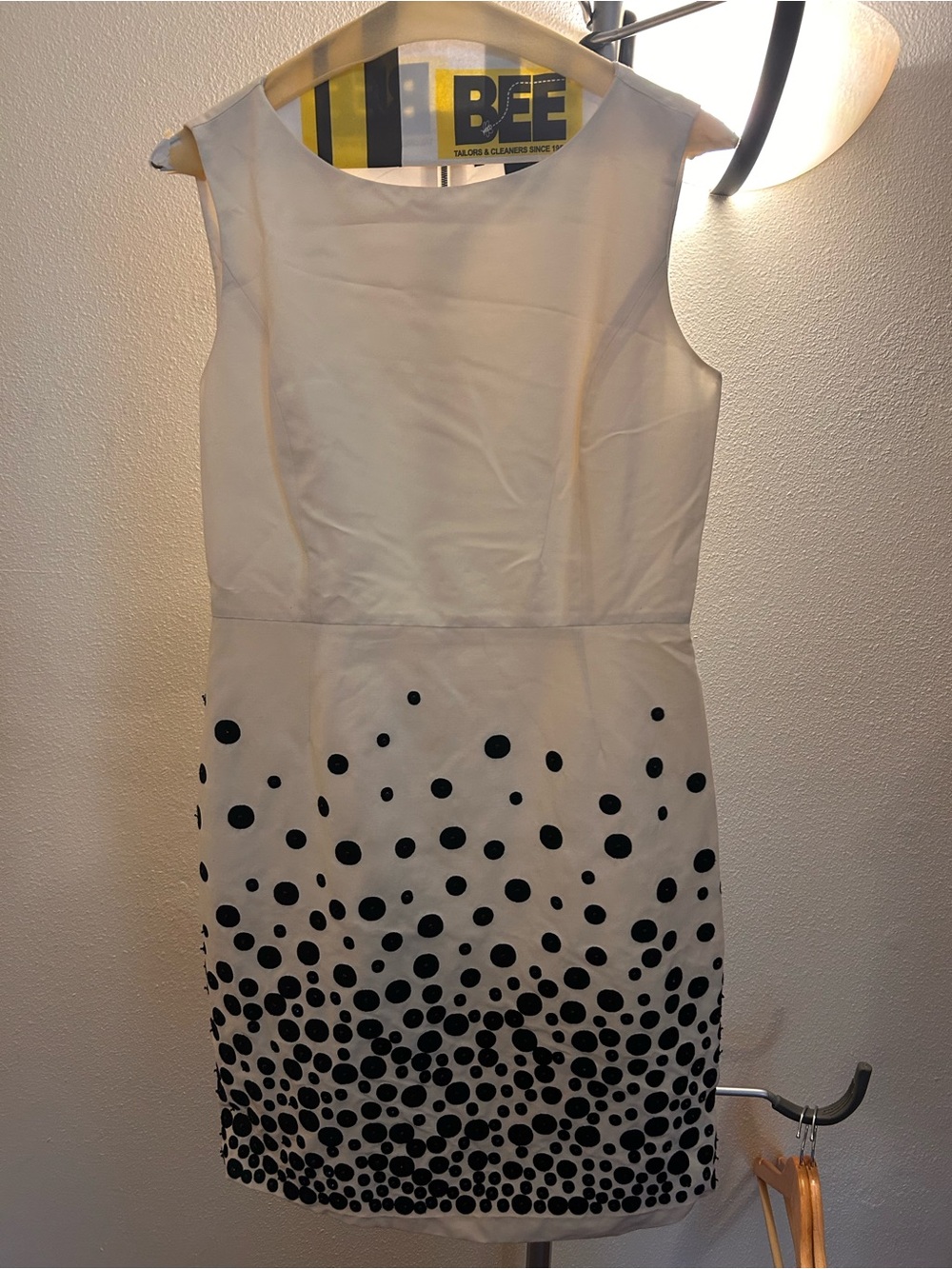 Miss Wu (Jason Wu) White Sleeveless Dress with Black Sequin Dot Detail